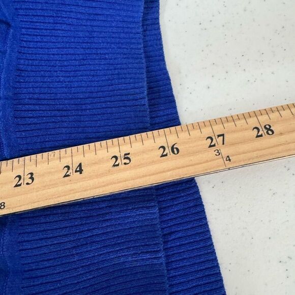 Lacoste Women’s Blue Striped Sweater Size 44 XL 1/4 Button Up - Picture 12 of 13